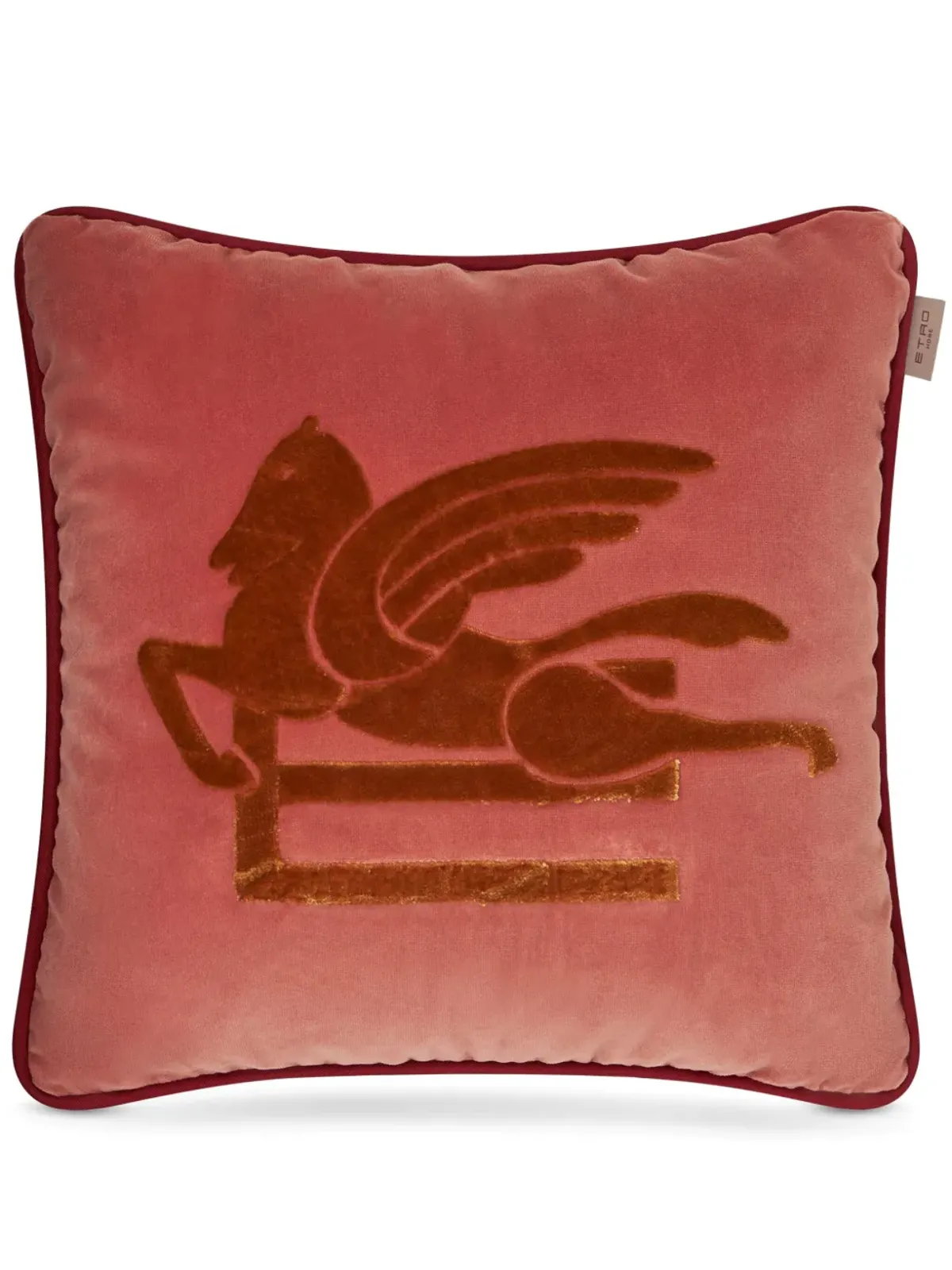 ETRO HOME ペガソ モチーフ ベルベット クッション レッド - 画像1