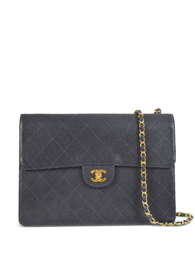 CHANEL Pre-Owned CHANEL ビンテージ 1998年 ジャンボ クラシックフラップ ショルダーバッグ ブルーの商品画像