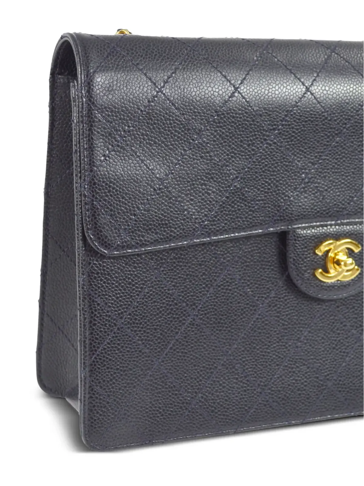 CHANEL ビンテージ 1998年 ジャンボ クラシックフラップ ショルダーバッグ ブルー - 画像3