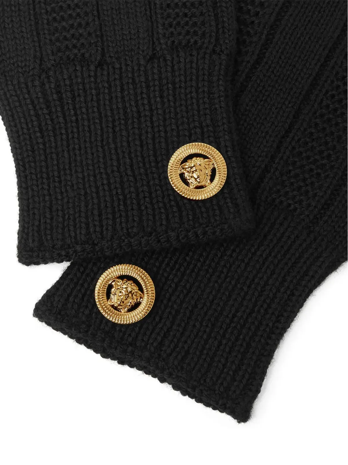 Versace メドゥサプレート付きリブ編みグローブ - ブラック - 画像2