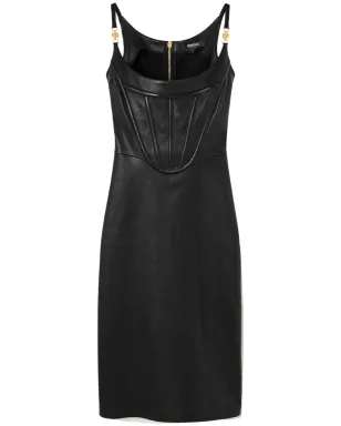 Versace コルセット風レザー ミディドレス - ブラック - サムネイル1
