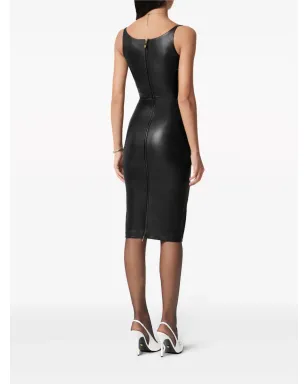 Versace コルセット風レザー ミディドレス - ブラック - サムネイル4