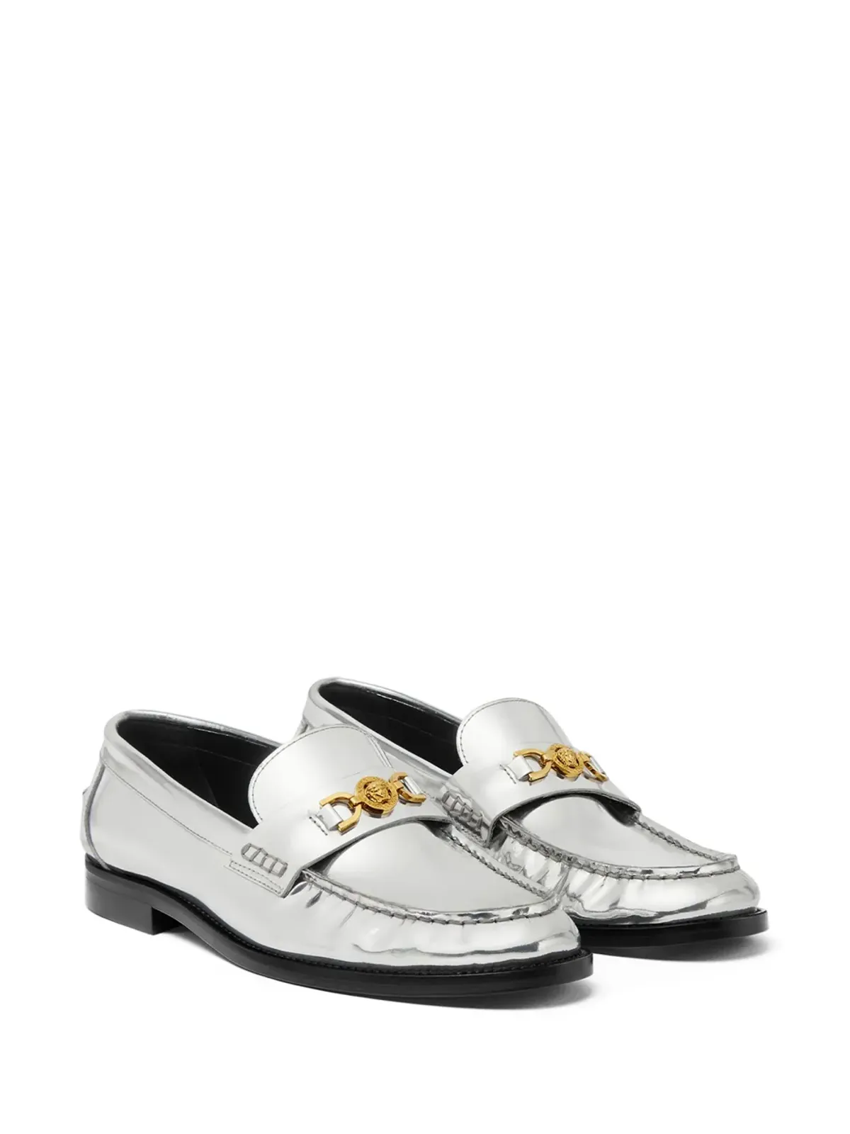 Versace メデューサ メタリックレザー ローファー - シルバー - 画像2