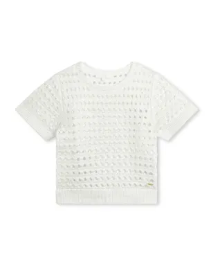 Chloé Kids ラメ入りオープンニットTシャツ - White - サムネイル1