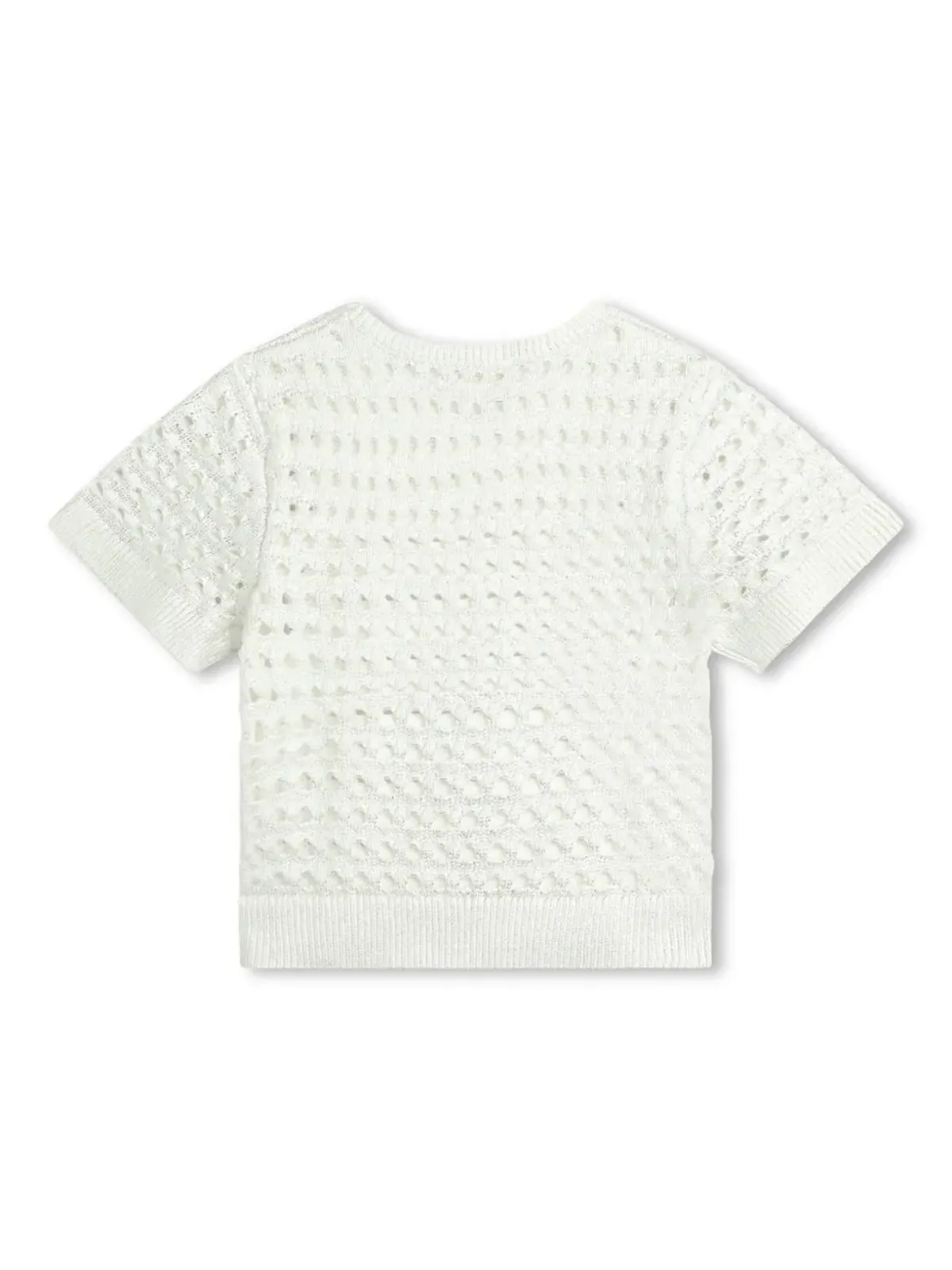 Chloé Kids ラメ入りオープンニットTシャツ - White - 画像2