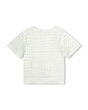 Chloé Kids ラメ入りオープンニットTシャツ - White - サムネイル2
