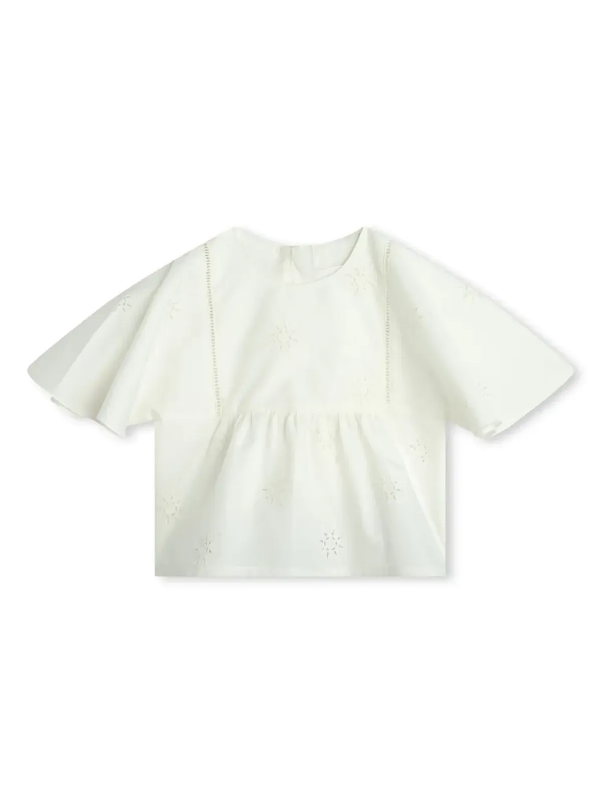 Chloé Kids 刺繍入りコットンブラウス - White - 画像1