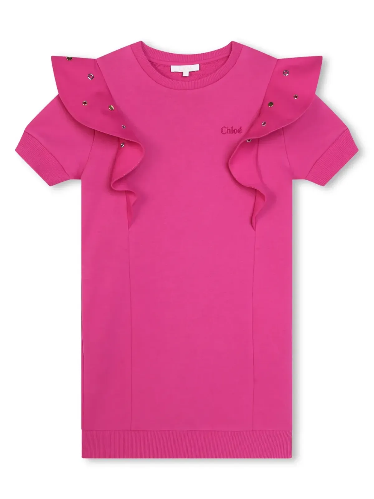 Chloé Kids アイレットディテール オーガニックコットンドレス - 画像1