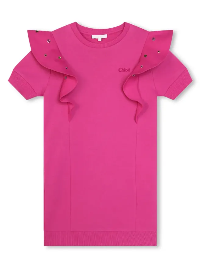 Chloé Kids Chloé Kids アイレットディテール オーガニックコットンドレスの商品画像