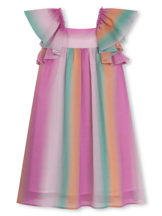 Chloé Kids Chloé Kids フェードストライプドレス - ピンクの商品画像