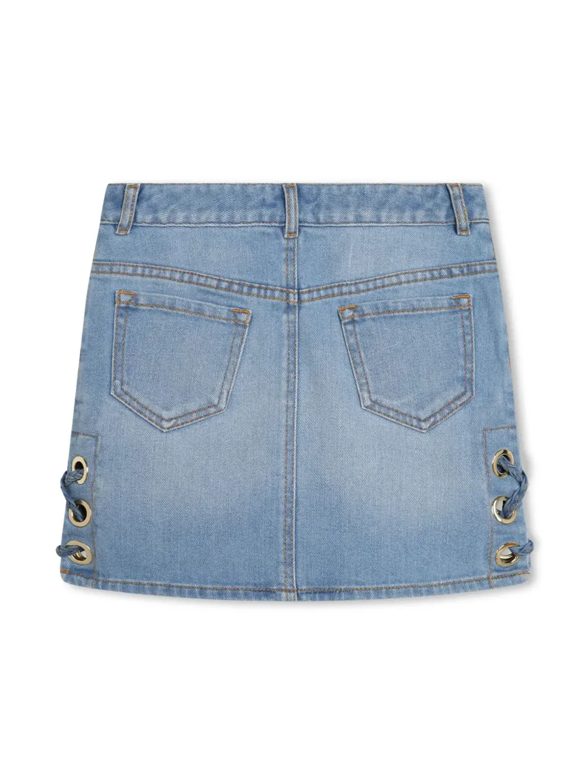 Chloé Kids ロゴ刺繍入りブリーチデニムスカート - 画像2