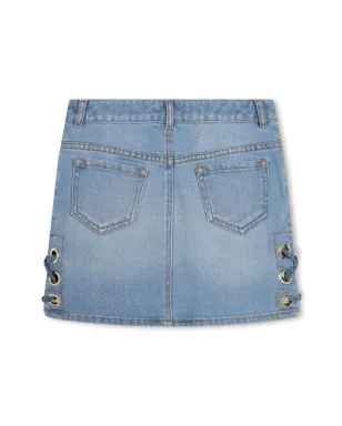 Chloé Kids ロゴ刺繍入りブリーチデニムスカート - サムネイル2