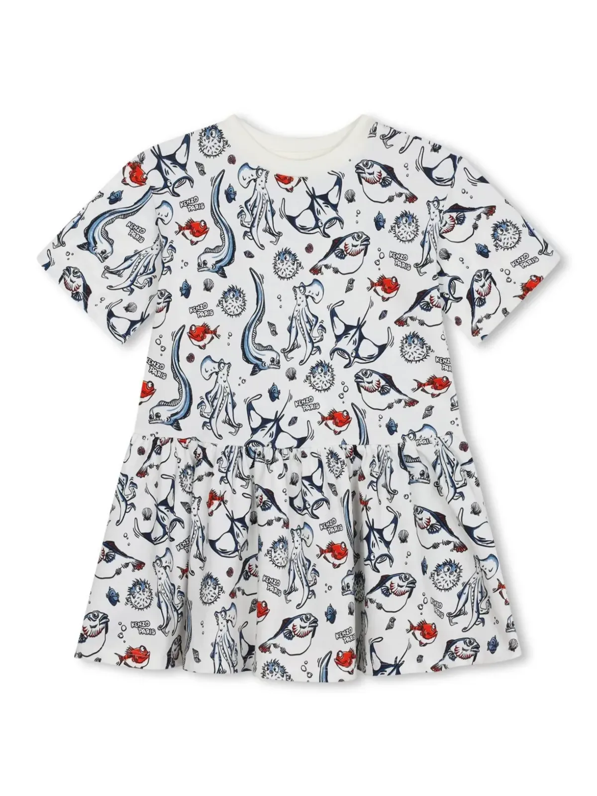 Kenzo Kids オーシャンプリント コットン ドレス - 画像1