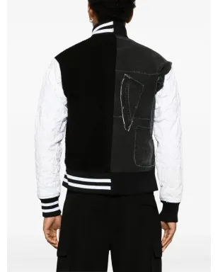 Greg Lauren パネルド ウールコットン ボンバー ジャケット ブラック - サムネイル4