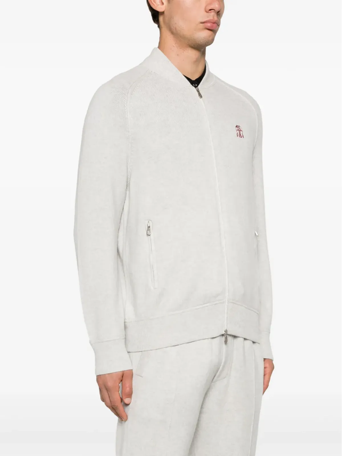 Brunello Cucinelli ロゴ刺繍入り カシミヤカーディガン - グレー - 画像3