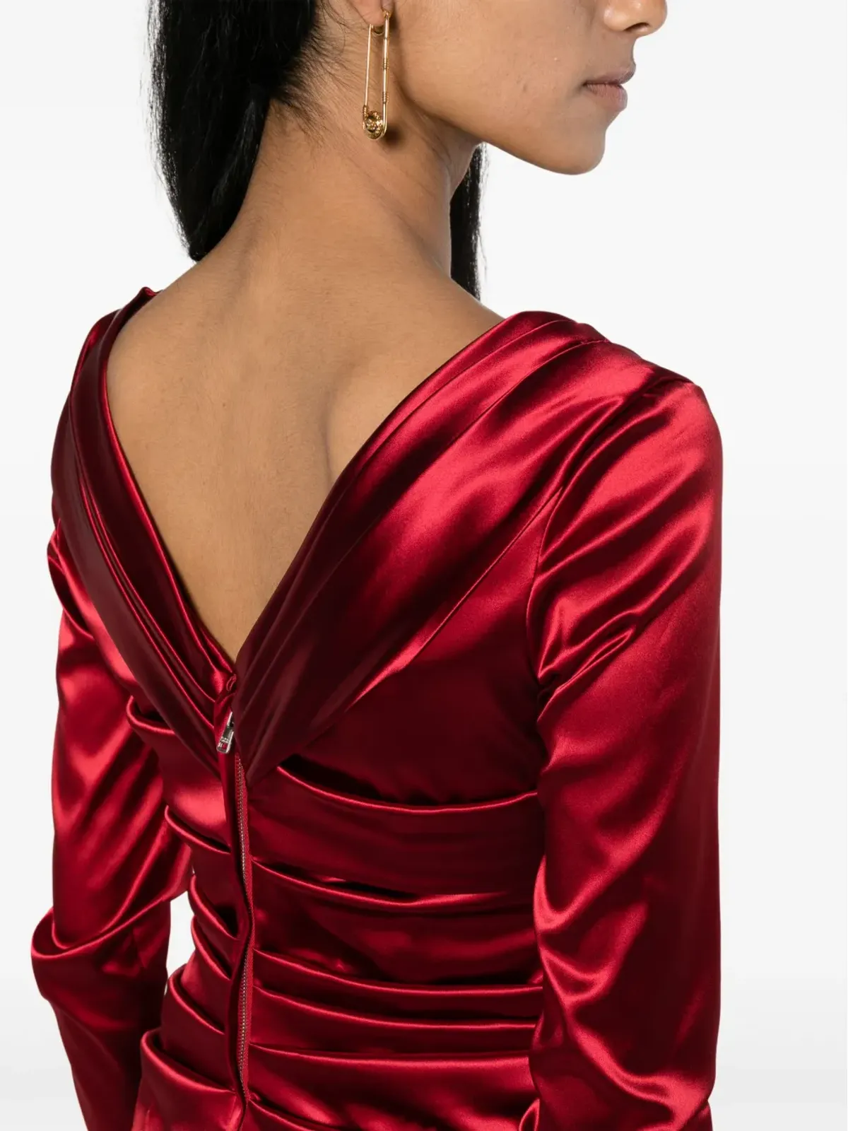Dolce & Gabbana ミディ ドレープ サテン ドレス - レッド - 画像5