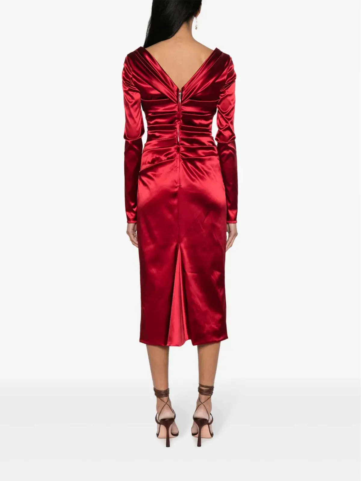 Dolce & Gabbana ミディ ドレープ サテン ドレス - レッド - 画像4