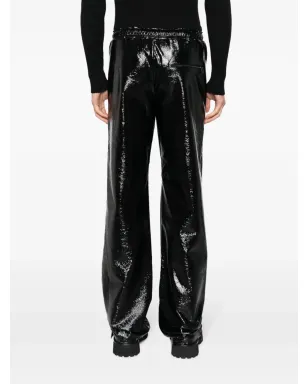 Courrèges ハイシャイン仕上げストレートレッグパンツ ブラック - サムネイル4