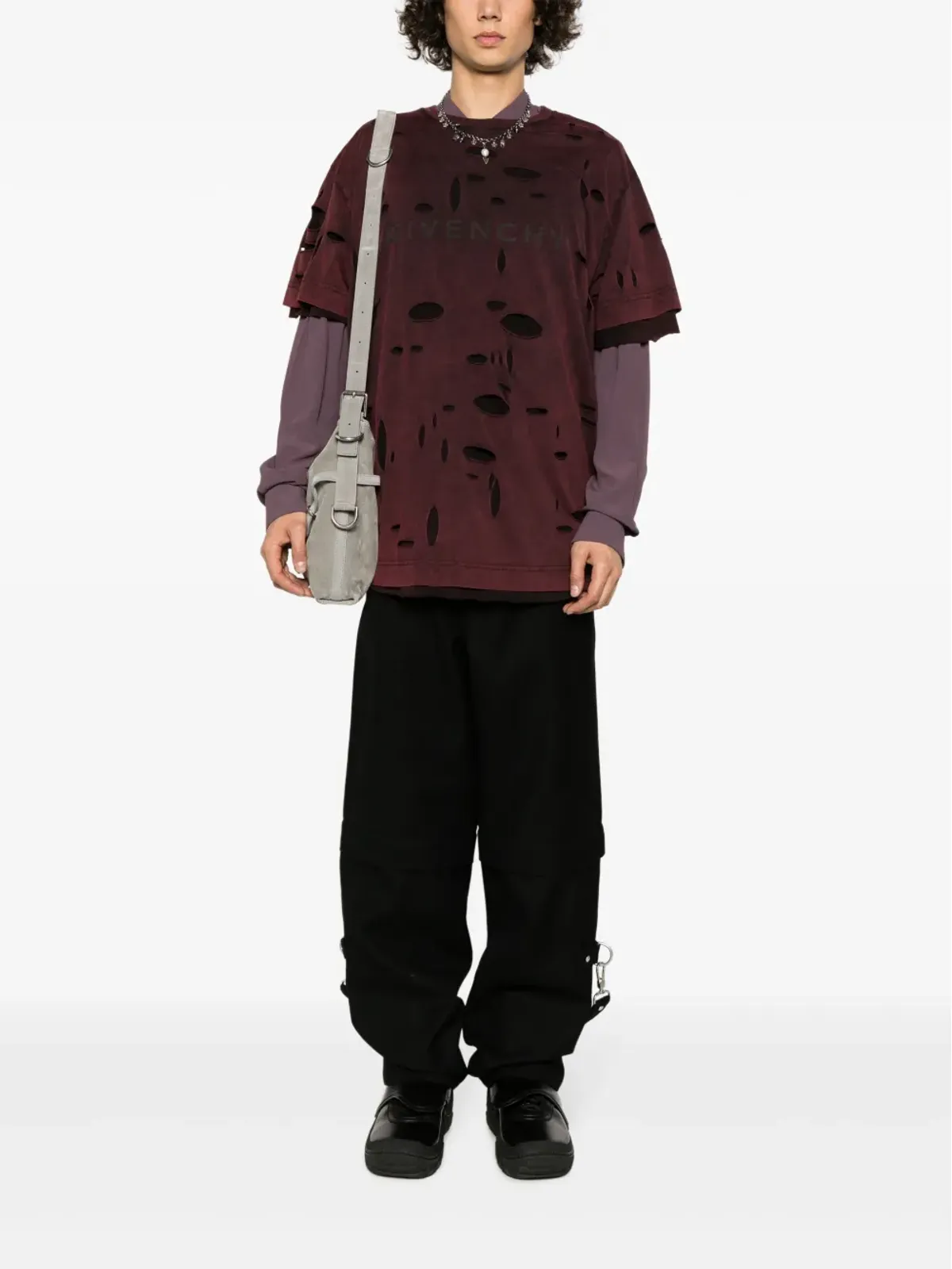 Givenchy レイヤードデザインのダメージ加工コットン Tシャツ - 画像2