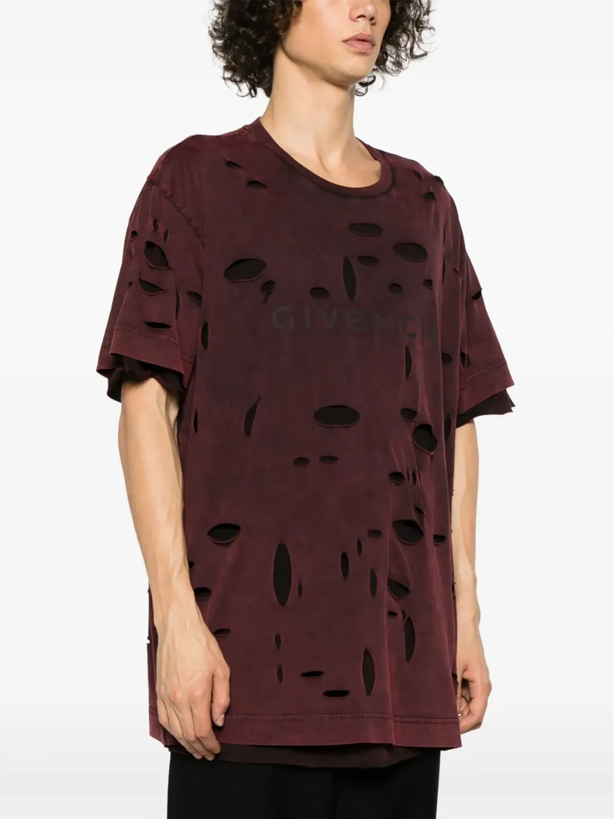 Givenchy レイヤードデザインのダメージ加工コットン Tシャツ - 画像3