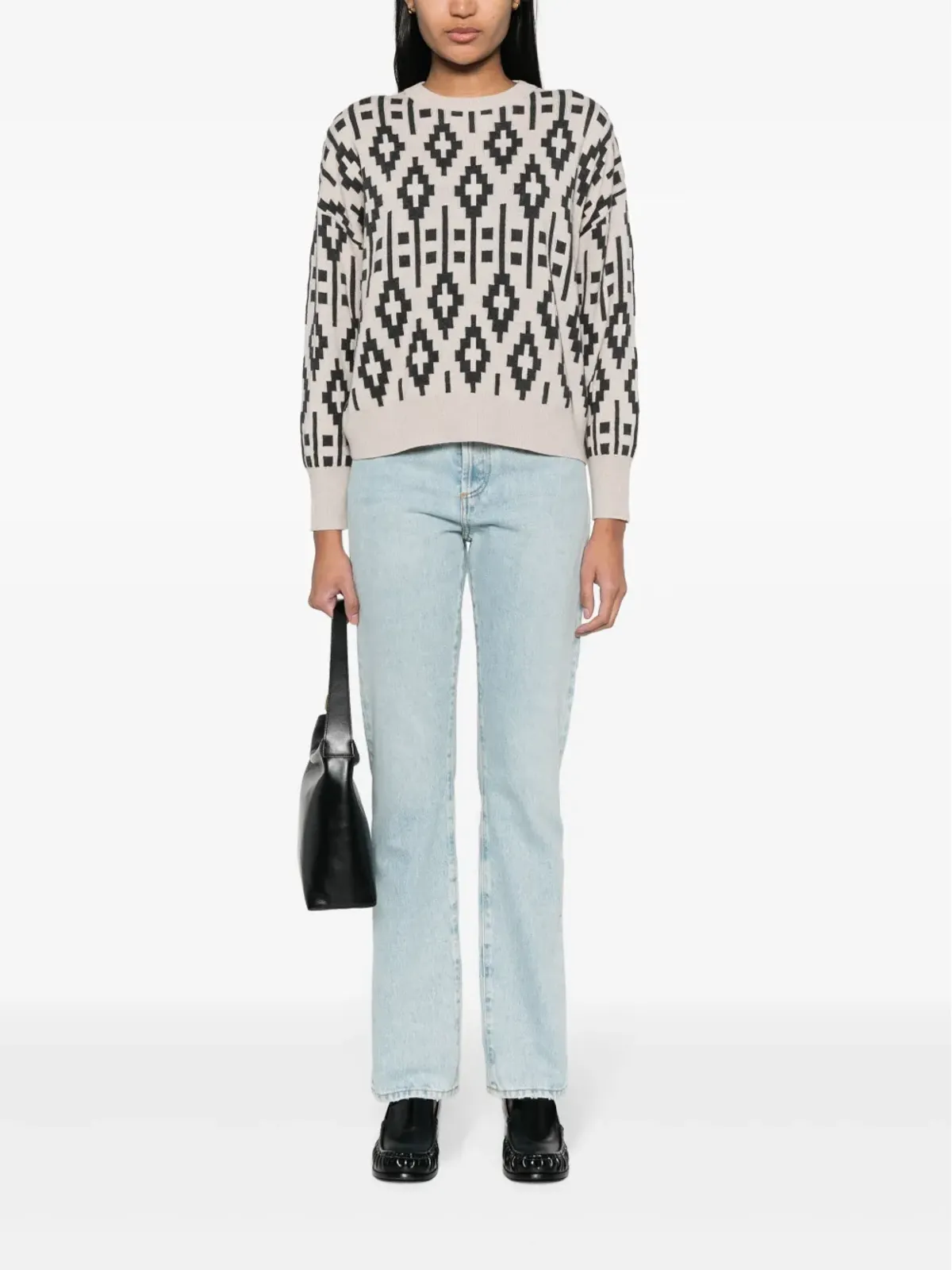 Brunello Cucinelli ジャカード ヴァージンウール混紡ニット - ベージュ系 - 画像2