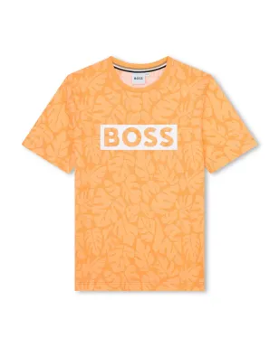 BOSS Kidswear リーフプリント コットンTシャツ - サムネイル1