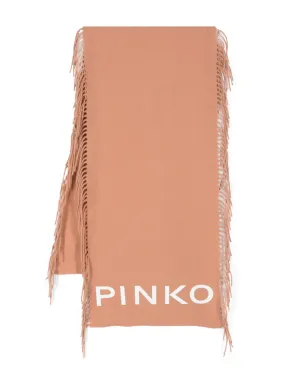 PINKO ロゴプリント フリンジスカーフ - ブラウン - サムネイル1
