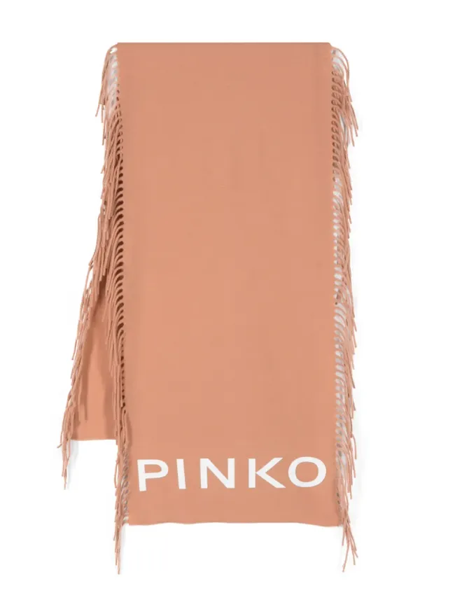 PINKO PINKO ロゴプリント フリンジスカーフ - ブラウンの商品画像