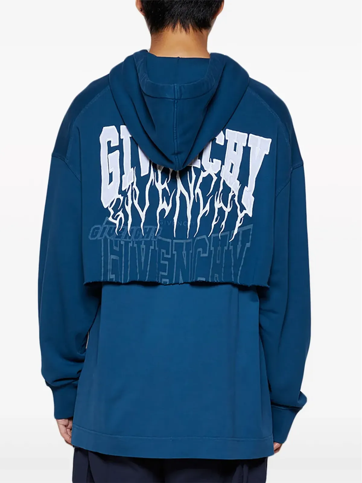Givenchy ロゴプリント レイヤード コットン パーカー ブルー - 画像5