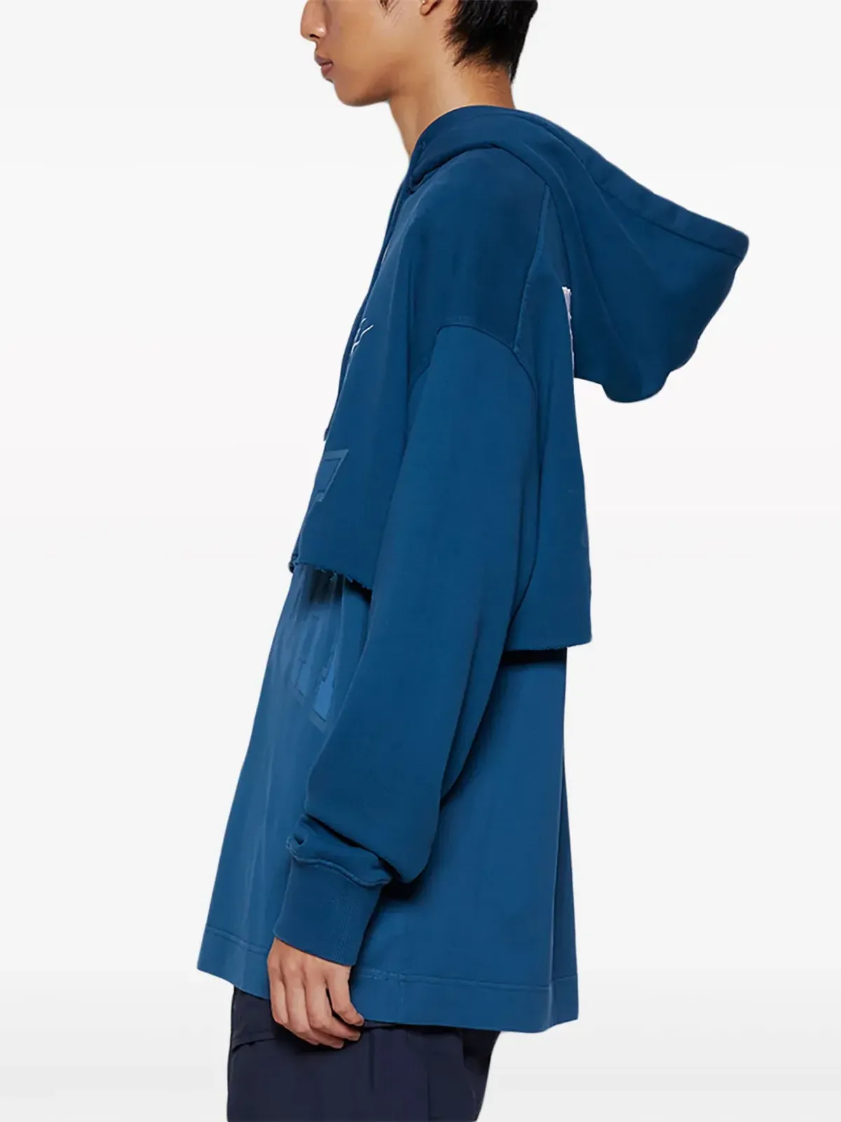 Givenchy ロゴプリント レイヤード コットン パーカー ブルー - 画像4