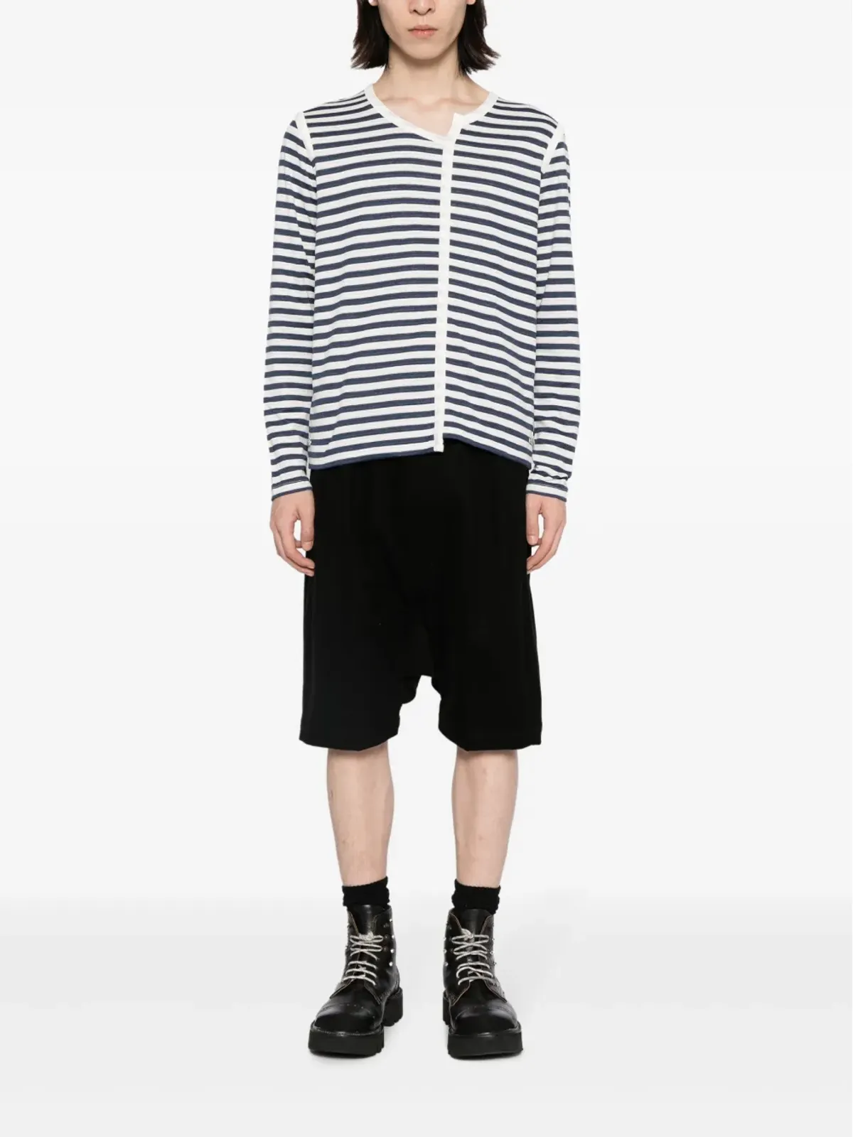 Private Stock アシンメトリックストライプTシャツ - 画像2