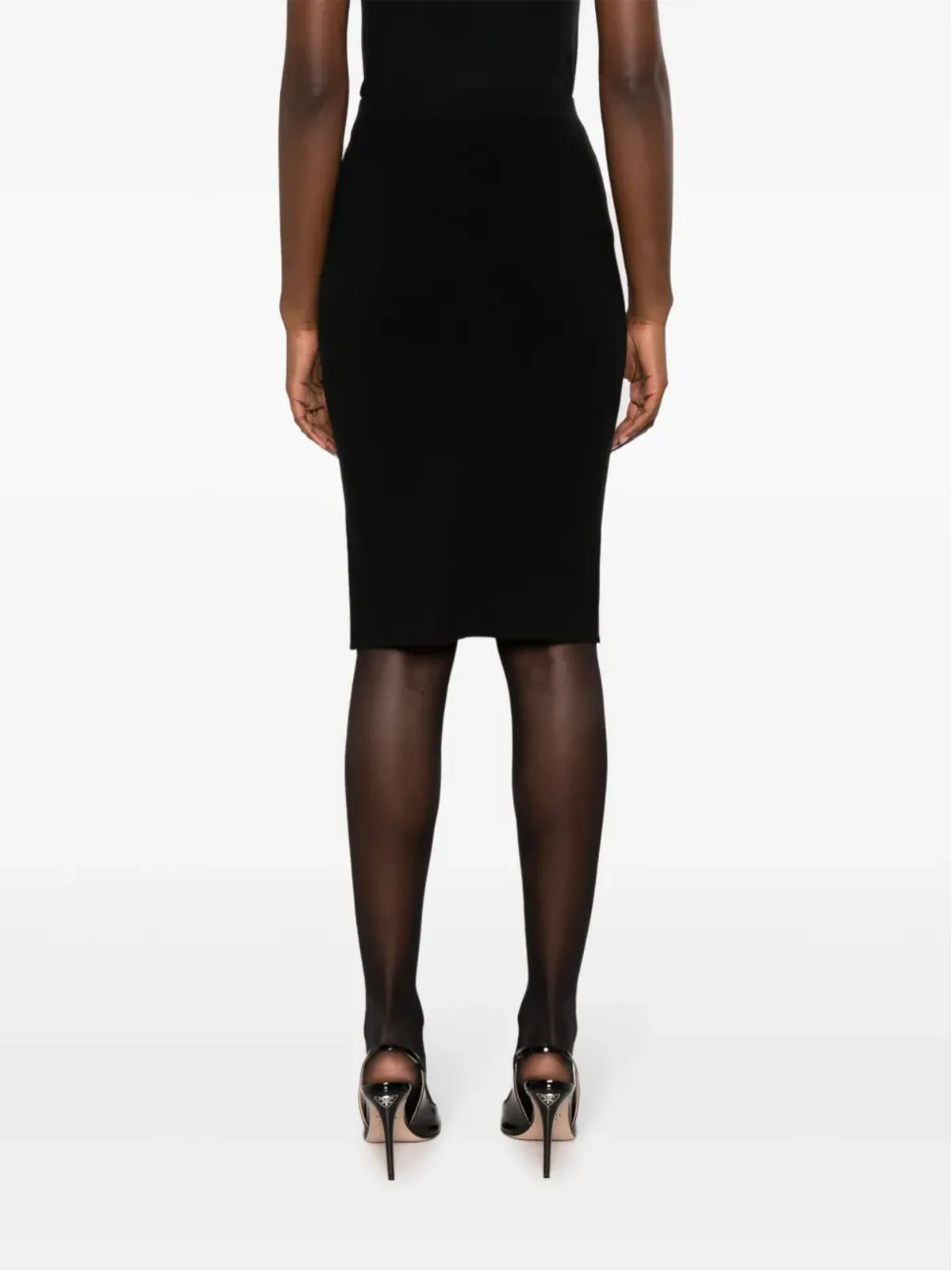 Saint Laurent ファインニット ペンシルスカート ブラック - 画像4