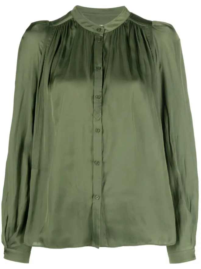 Zadig&Voltaire Zadig&Voltaire ティシン サテン仕上げ ルーシュディテール シャツ - グリーンの商品画像