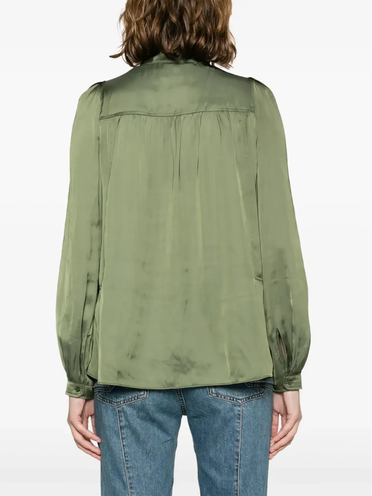 Zadig&Voltaire ティシン サテン仕上げ ルーシュディテール シャツ - グリーン - 画像4