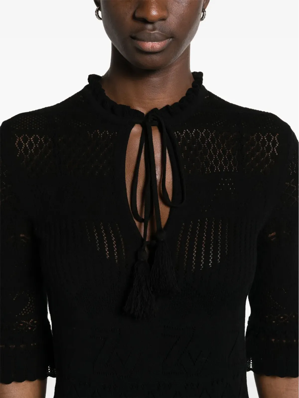 Zadig&Voltaire Memphis pointelle-knit maxi dress - Black - 画像5
