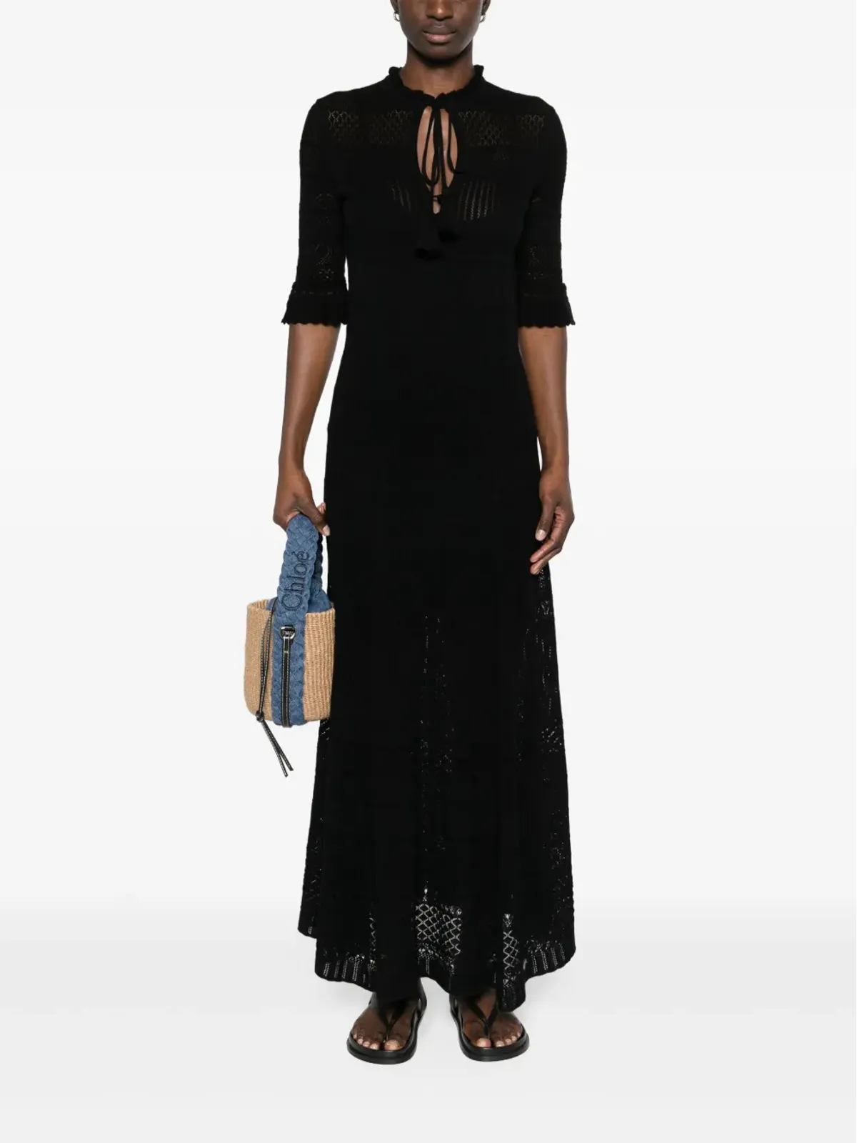 Zadig&Voltaire Memphis pointelle-knit maxi dress - Black - 画像2