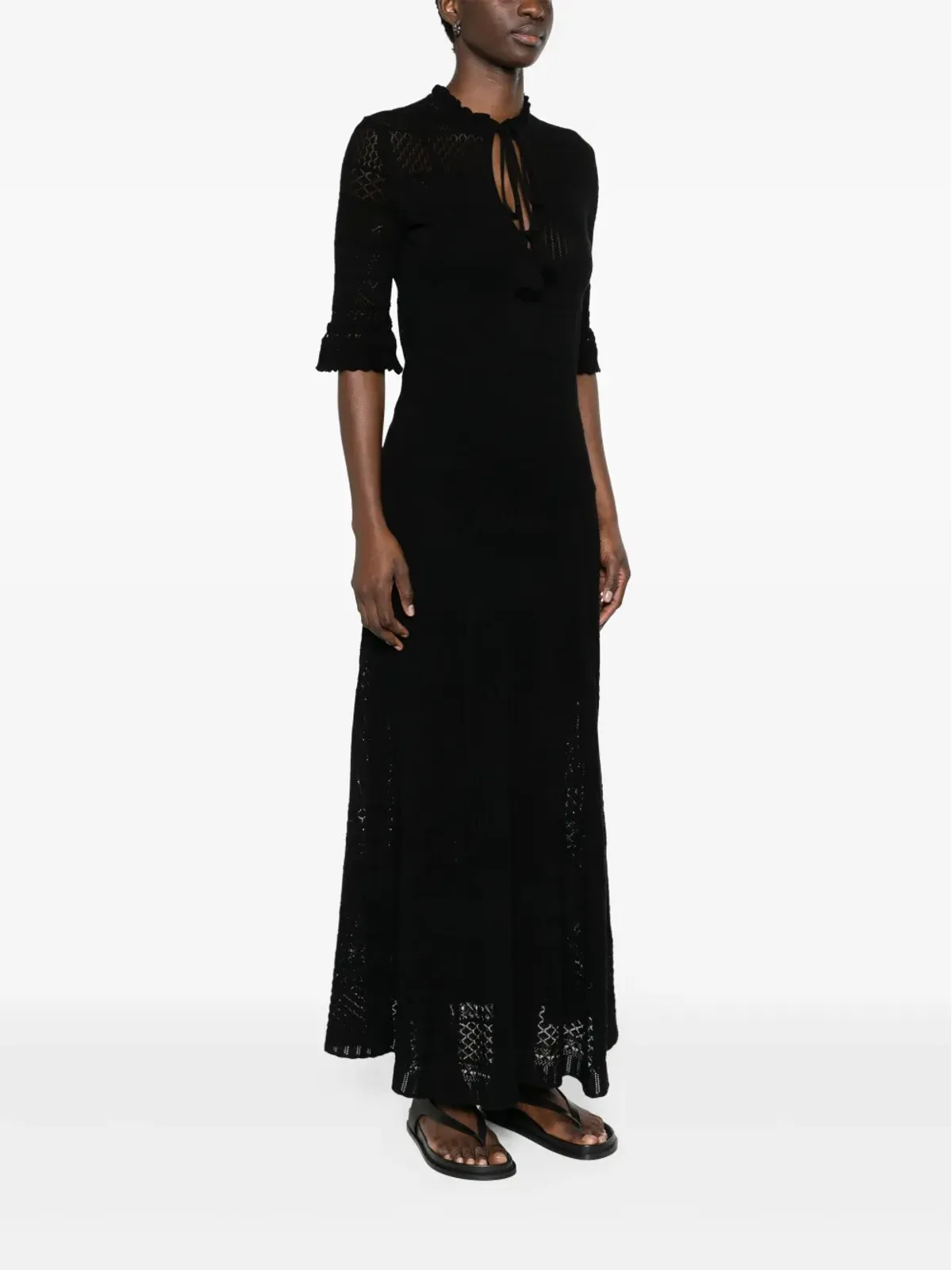 Zadig&Voltaire Memphis pointelle-knit maxi dress - Black - 画像3