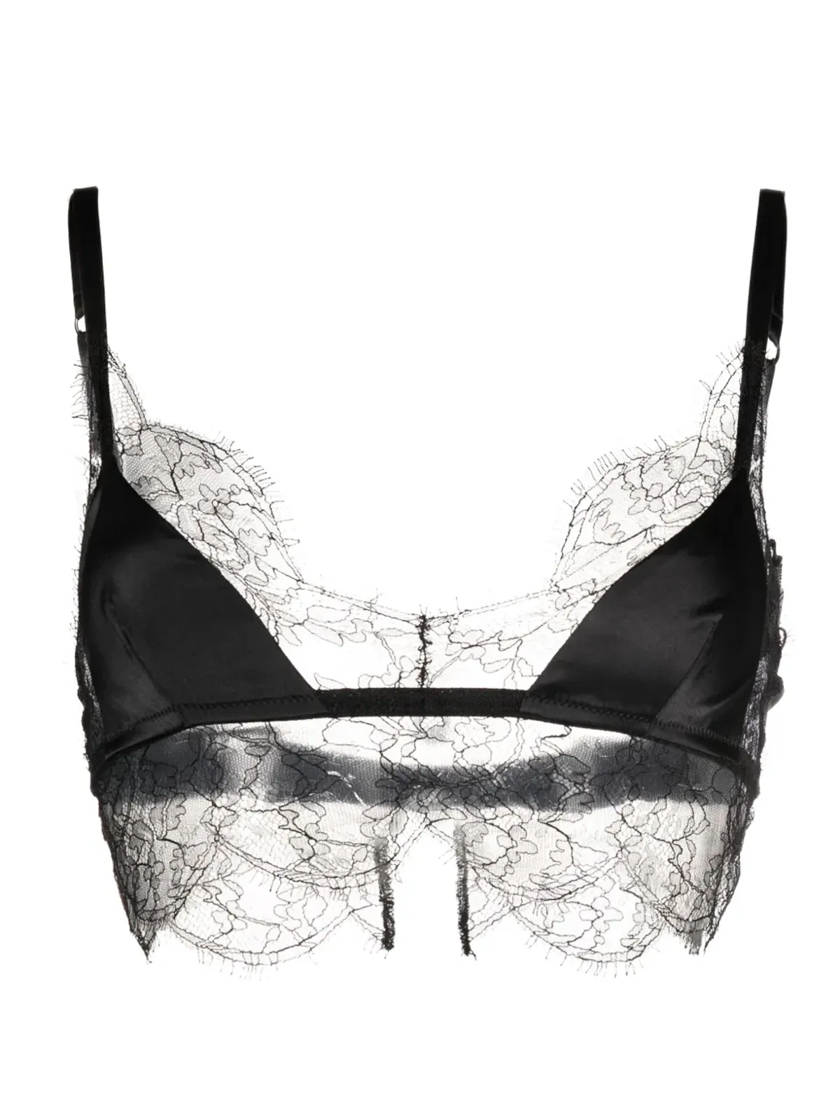 Dolce & Gabbana レーストリム付きサテン ブラジャー - ブラック - 画像1