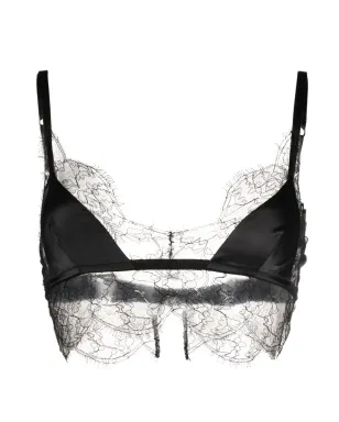 Dolce & Gabbana レーストリム付きサテン ブラジャー - ブラック - サムネイル1