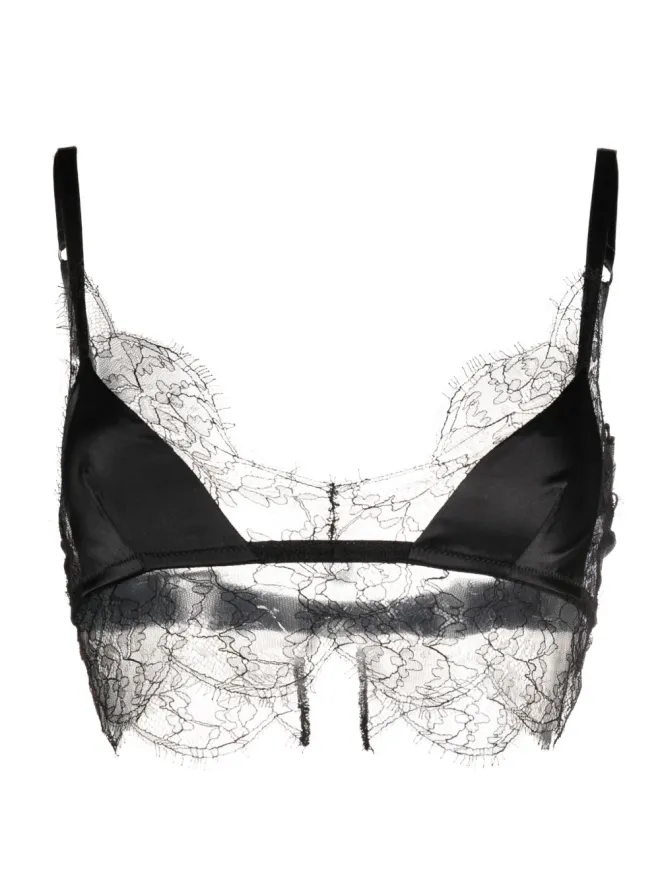 Dolce & Gabbana Dolce & Gabbana レーストリム付きサテン ブラジャー - ブラックの商品画像