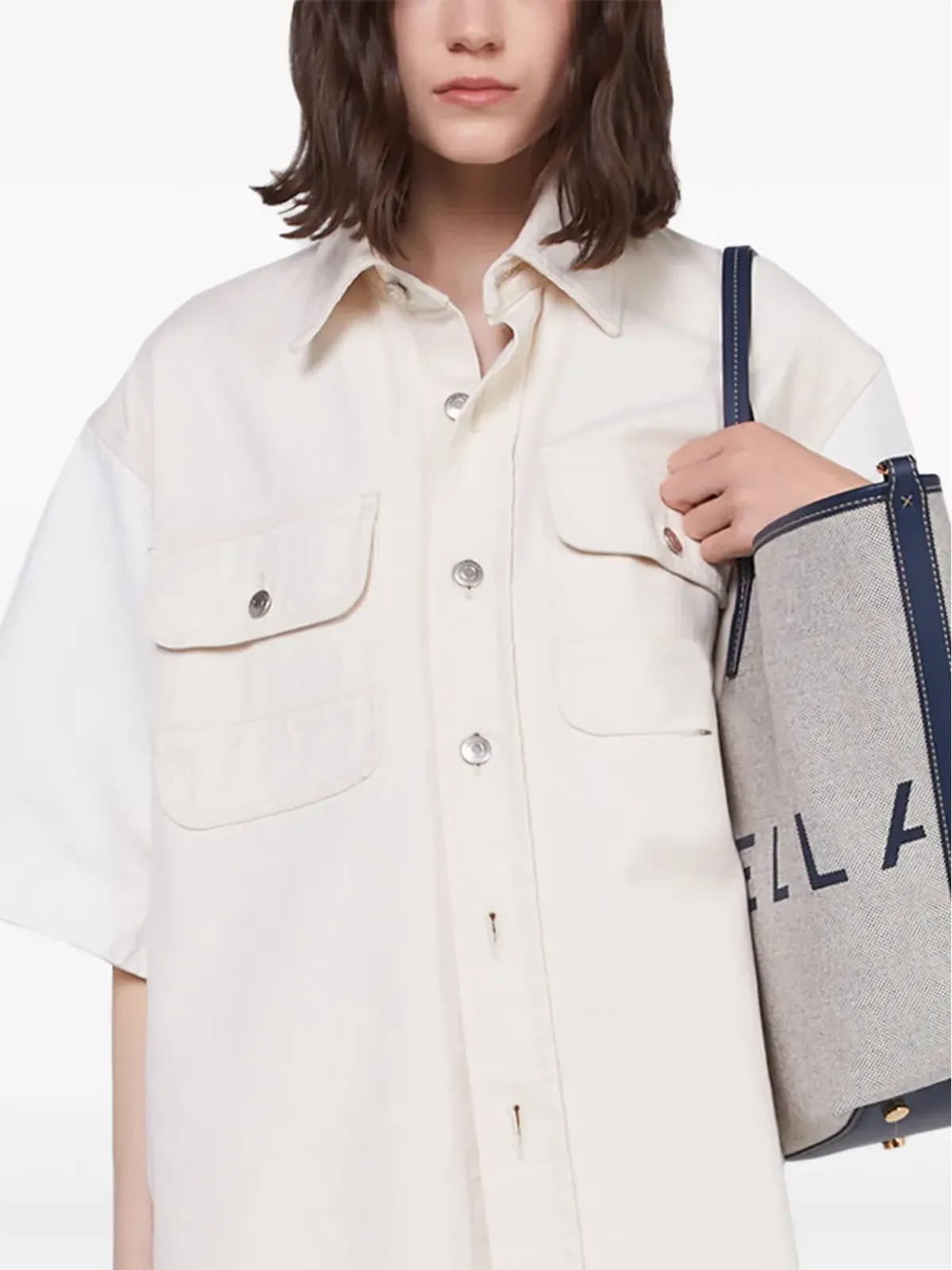 Stella McCartney ユーティリティ半袖デニムシャツ - 画像4