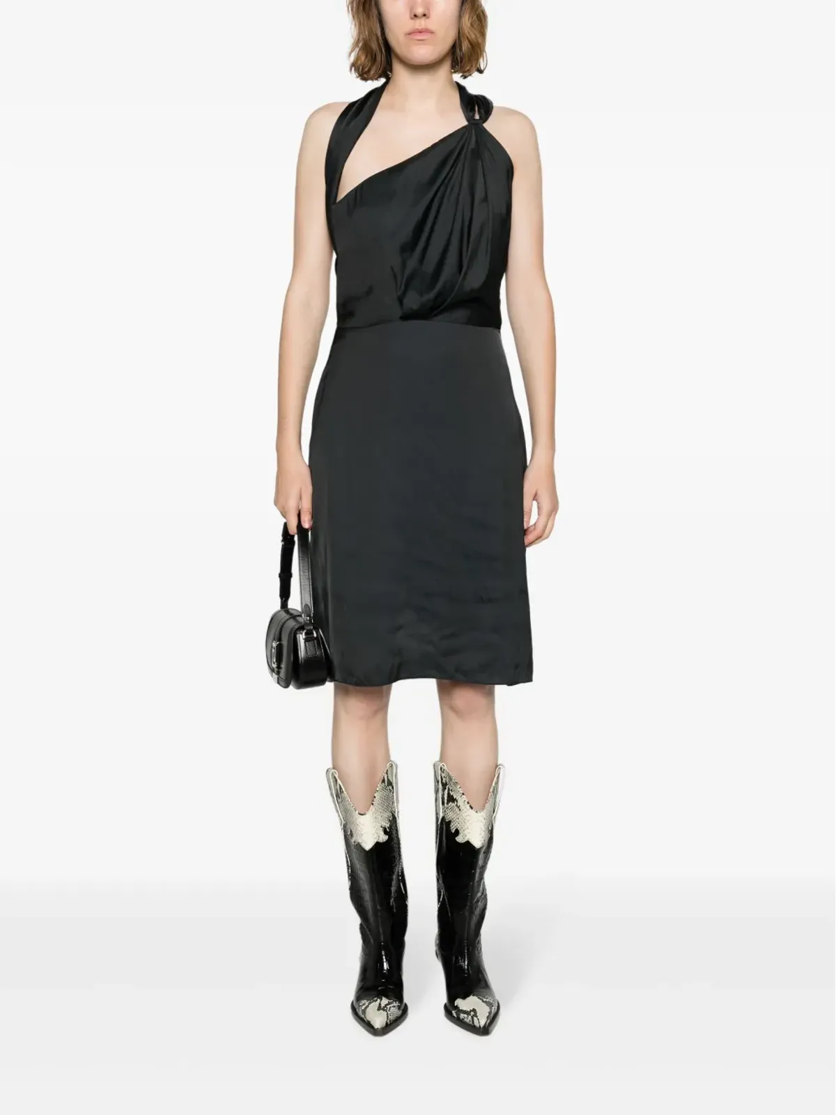 Zadig&Voltaire Razal pleat-detail satin midi dress - Black - 画像2