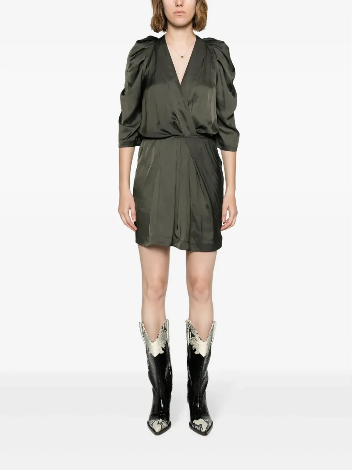 Zadig&Voltaire Ruz プリーツディテール サテン ミニドレス - 画像2
