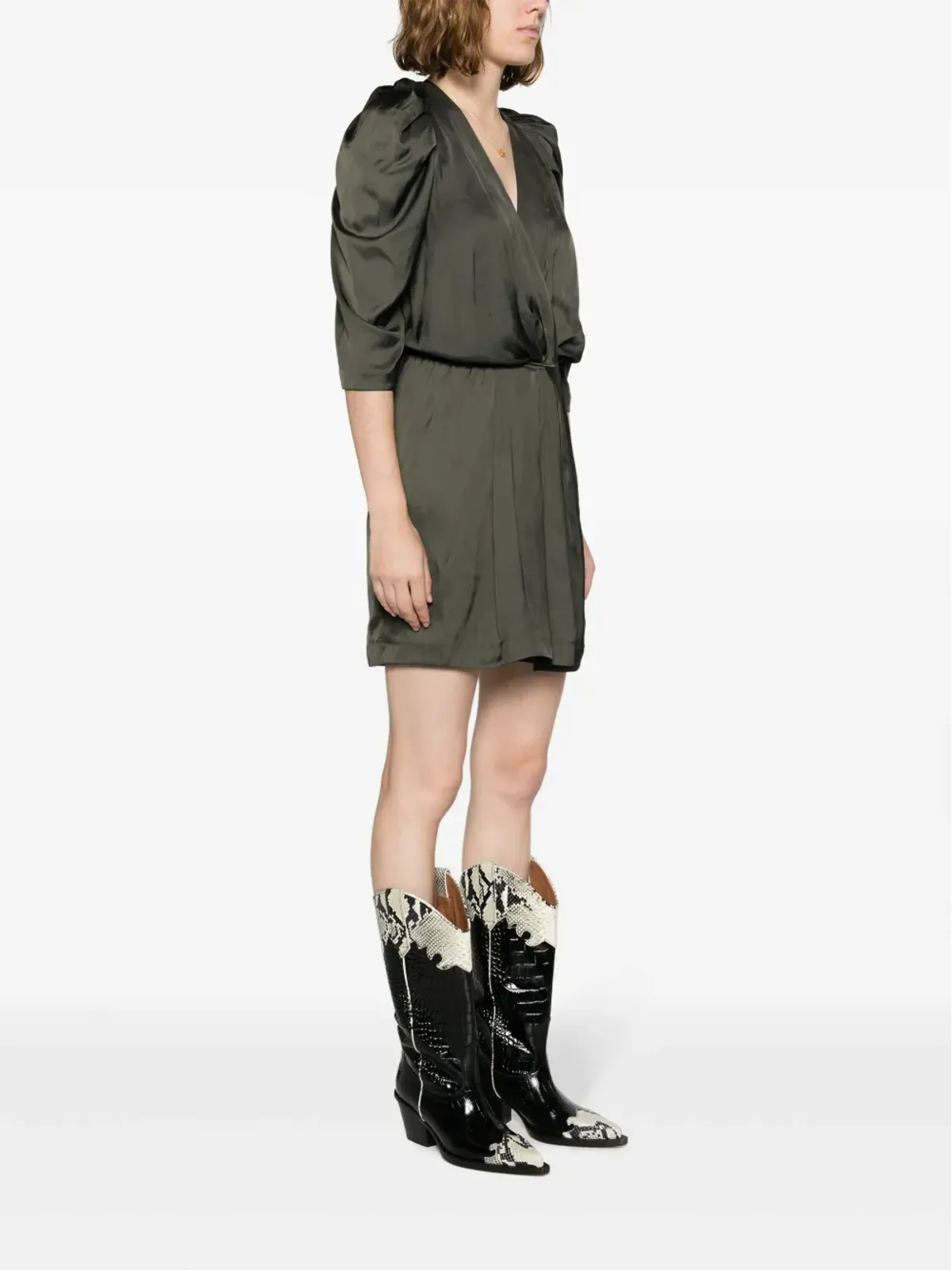 Zadig&Voltaire Ruz プリーツディテール サテン ミニドレス - 画像3