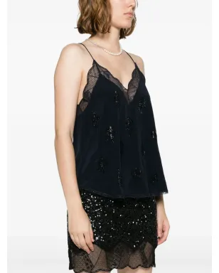 Zadig&Voltaire Christy ラインストーン装飾シルクトップ - サムネイル3
