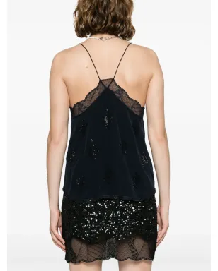 Zadig&Voltaire Christy ラインストーン装飾シルクトップ - サムネイル4