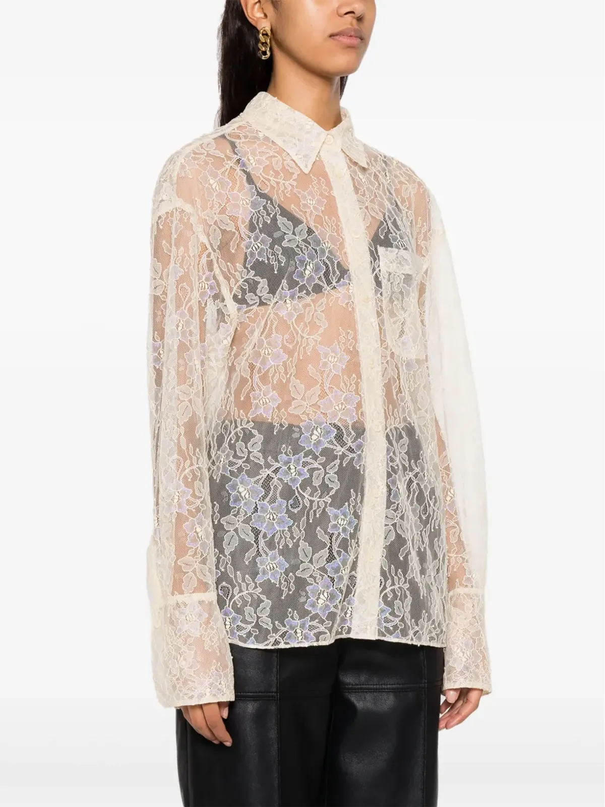 Zadig&Voltaire Tyrone フローラルレース メッシュシャツ - 画像3
