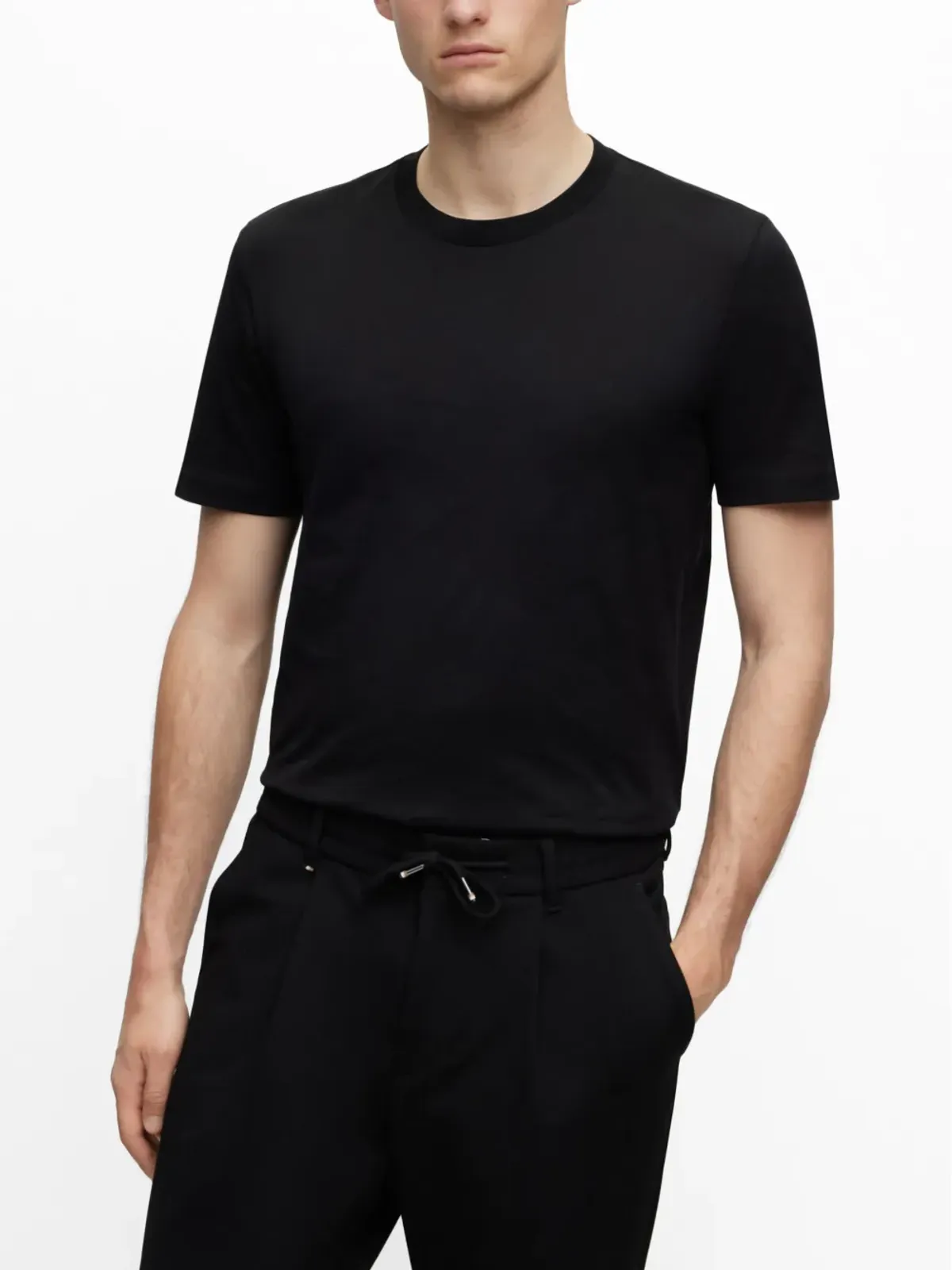 BOSS モノグラムジャカード コットン Tシャツ - ブラック - 画像3