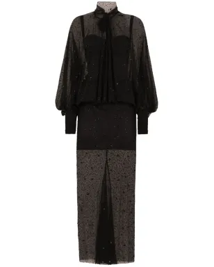 Dolce & Gabbana ラインストーン装飾のチュールマキシドレス - サムネイル1