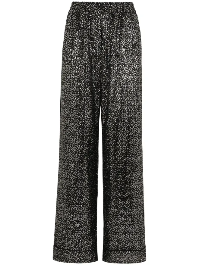 Dolce & Gabbana Dolce & Gabbana スパンコール付きワイドパンツ - ブラックの商品画像
